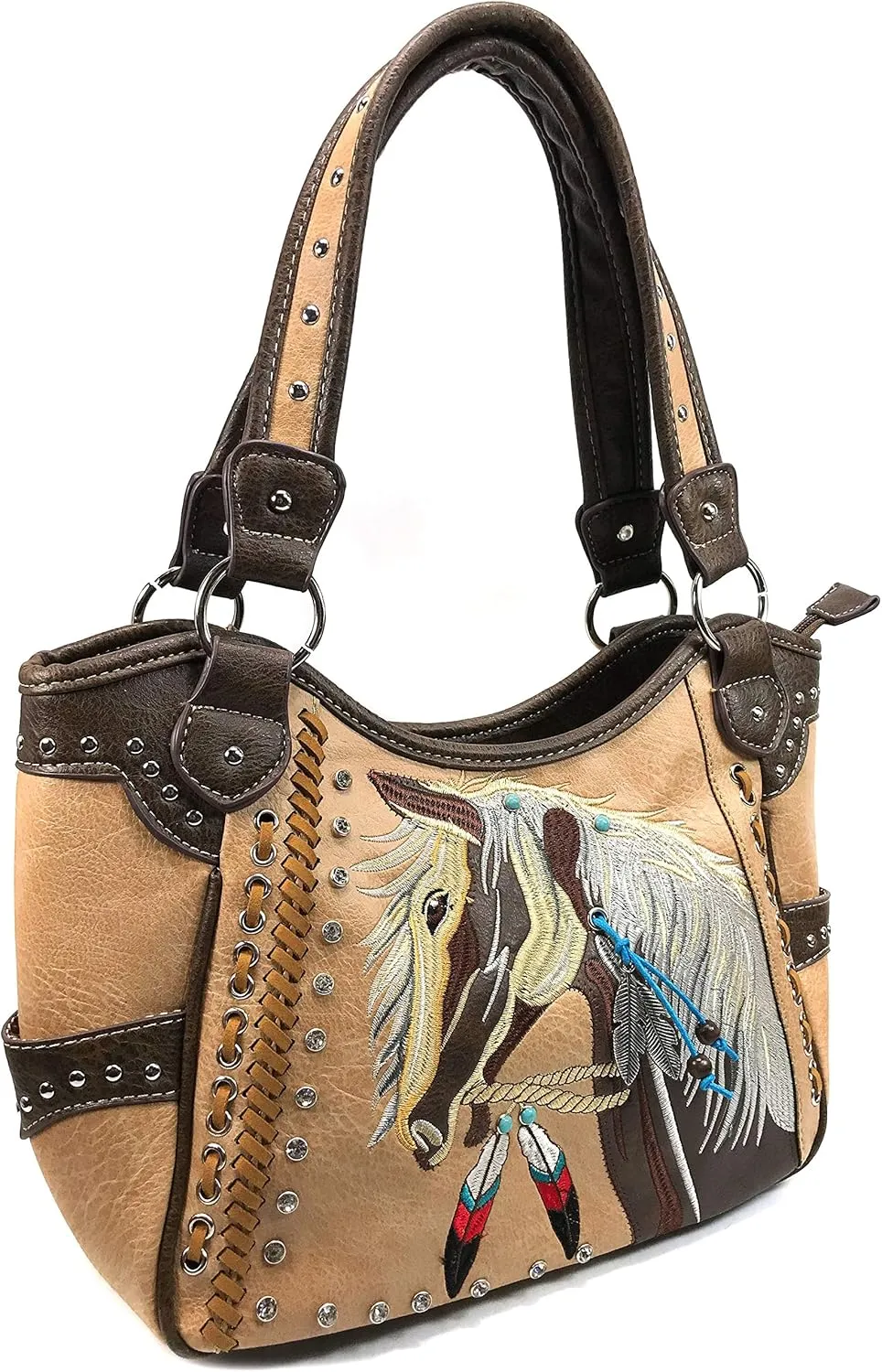 Zelris Dakota Dales Pony Horse Embroidery Mane Western Country Women Conceal Carry Tote Purse with Matching Wallet Set