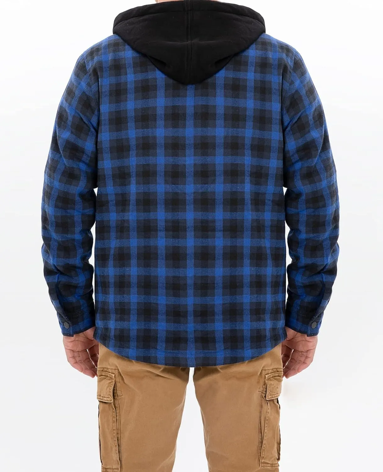 ZENTHACE Mens Sherpa Lined Flannel Shirt Jacket with Hood,Plaid Shirt-Jac,all Sherpa Lining