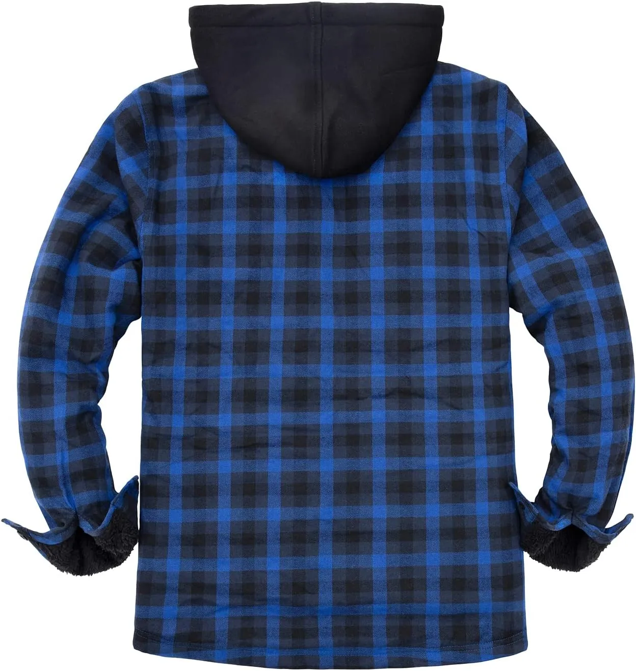 ZENTHACE Mens Sherpa Lined Flannel Shirt Jacket with Hood,Plaid Shirt-Jac,all Sherpa Lining