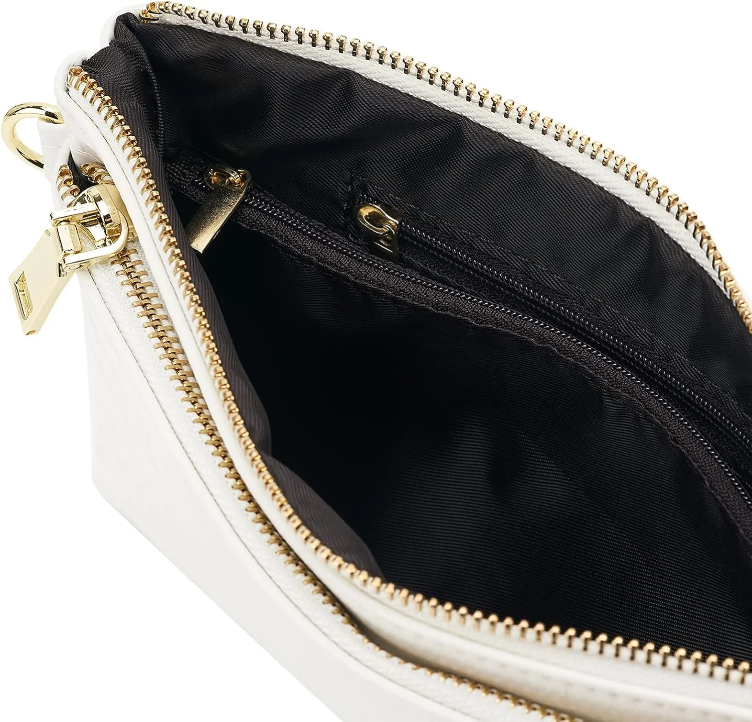 ZOOEASS Triple Zip Small Crossbody Bag Lightweight Purses Vegan Leather Wristlet Clutch, Includes Adjustable Shoulder