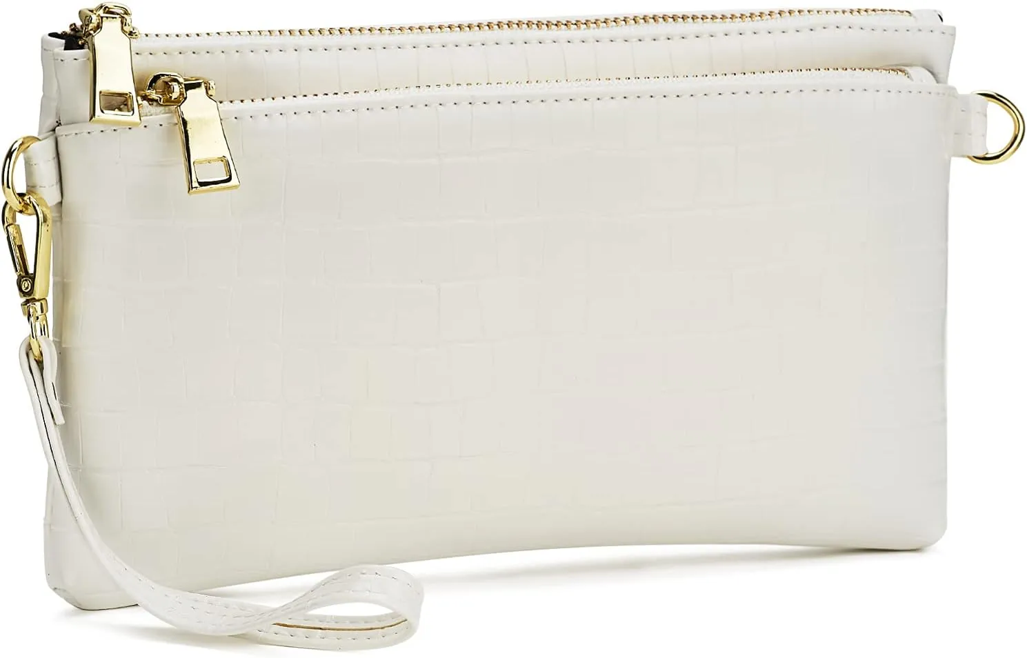 ZOOEASS Triple Zip Small Crossbody Bag Lightweight Purses Vegan Leather Wristlet Clutch, Includes Adjustable Shoulder