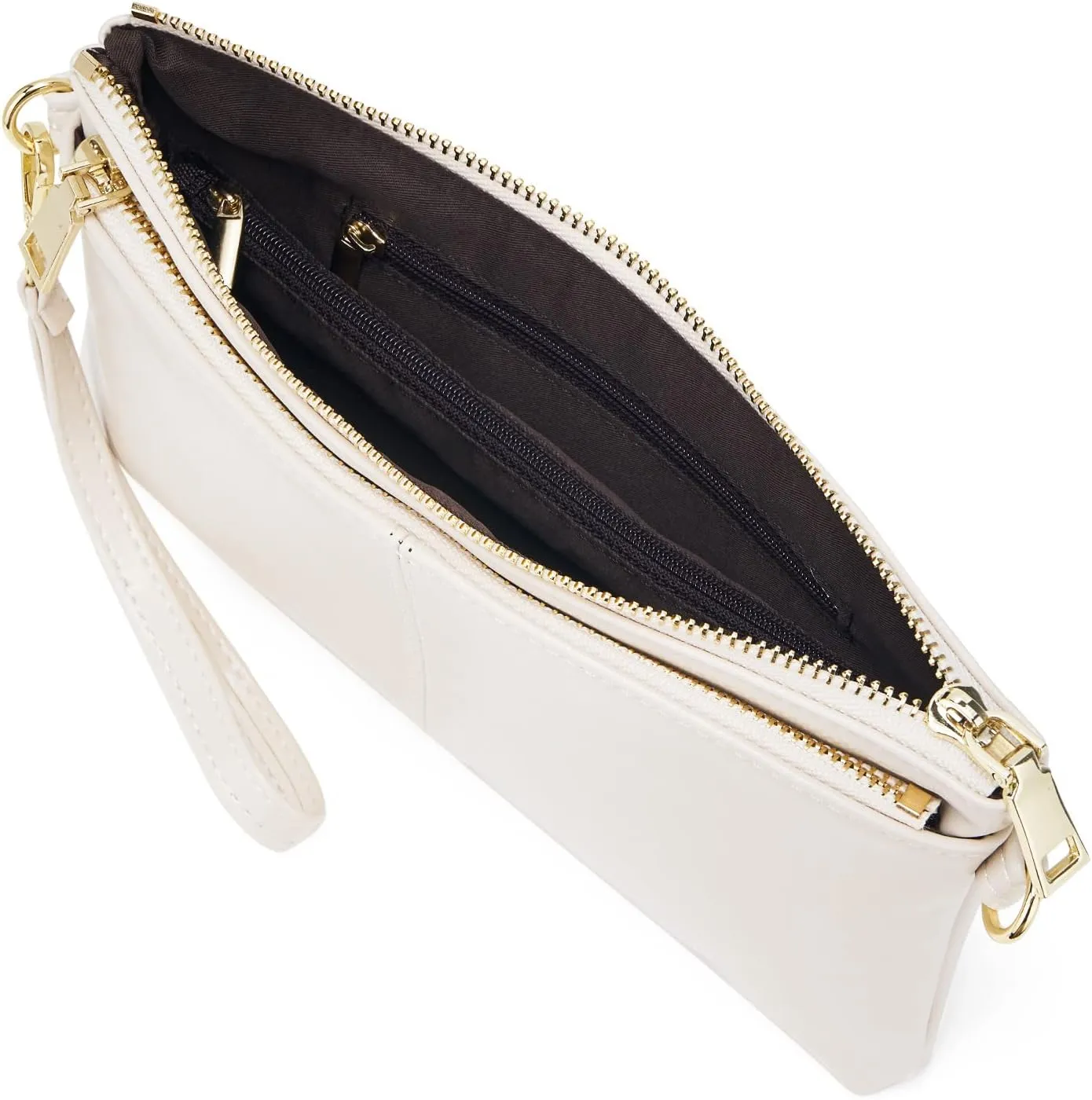 ZOOEASS Triple Zip Small Crossbody Bag Lightweight Purses Vegan Leather Wristlet Clutch, Includes Adjustable Shoulder