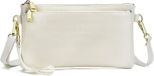 ZOOEASS Triple Zip Small Crossbody Bag Lightweight Purses Vegan Leather Wristlet Clutch, Includes Adjustable Shoulder