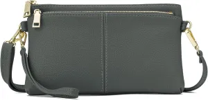 ZOOEASS Triple Zip Small Crossbody Bag Lightweight Purses Vegan Leather Wristlet Clutch, Includes Adjustable Shoulder