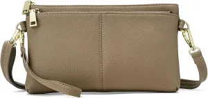 ZOOEASS Triple Zip Small Crossbody Bag Lightweight Purses Vegan Leather Wristlet Clutch, Includes Adjustable Shoulder
