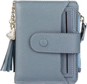 ZOOEASS Women's RFID Mini Soft Leather Bifold Wallet With ID Window Card Sleeve Coin Purse