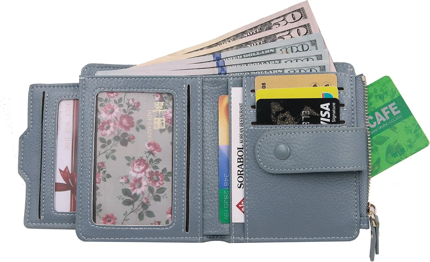 ZOOEASS Women's RFID Mini Soft Leather Bifold Wallet With ID Window Card Sleeve Coin Purse
