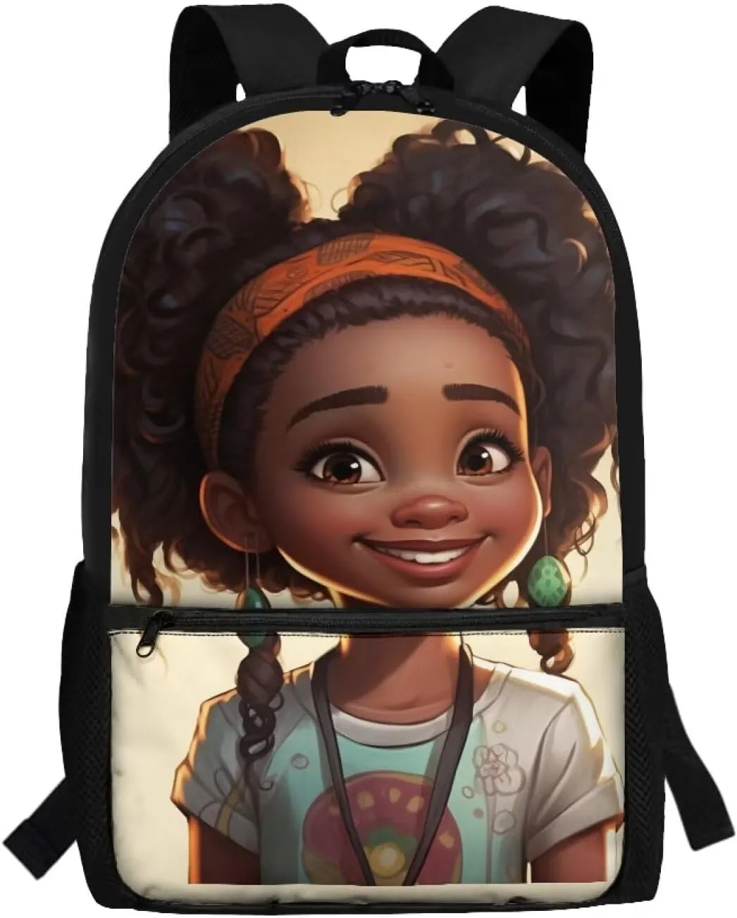 ZOUTAIRONG American African Girls School Bag for Kids Afro Backpack Elementary Middle School Bookbags Lightweight Big Children Teens Schoolbags Junior Child Book Back Packs