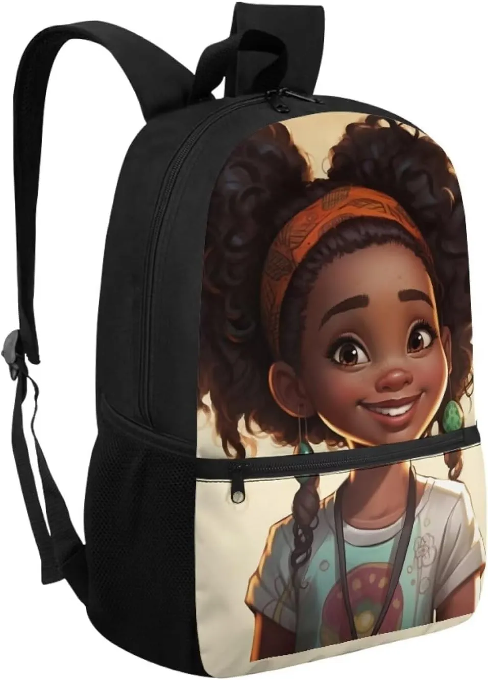 ZOUTAIRONG American African Girls School Bag for Kids Afro Backpack Elementary Middle School Bookbags Lightweight Big Children Teens Schoolbags Junior Child Book Back Packs
