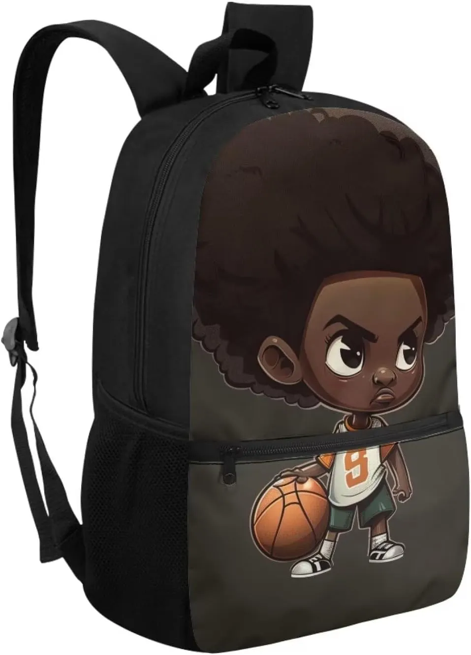 ZOUTAIRONG Black Boy Backpack for Boys 6-8 Football School Backpack Elementary Middle School African Bookbag with Pocket American Boys Book Bag 3rd Grade School Bag 17 in