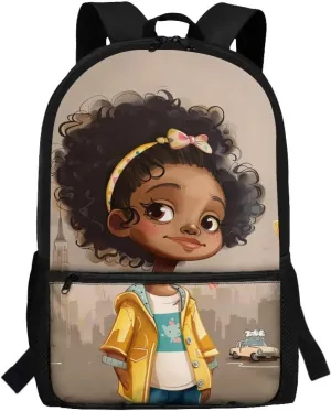 ZOUTAIRONG Magic Black Girl Backpack for School Girls 10-12 Middle School Bag Afro 8-12 Kids Bookbag with Water Bottle Holder American Book Bag 5Th Grade/4Th Grade Schoolbag Back to School