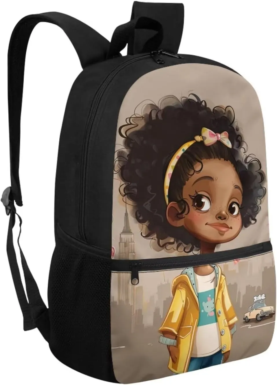 ZOUTAIRONG Magic Black Girl Backpack for School Girls 10-12 Middle School Bag Afro 8-12 Kids Bookbag with Water Bottle Holder American Book Bag 5Th Grade/4Th Grade Schoolbag Back to School