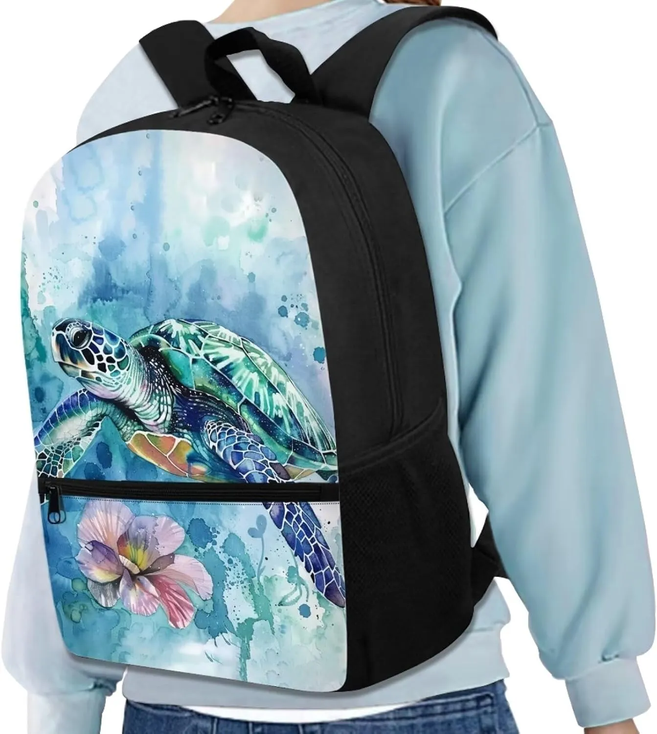 ZOUTAIRONG Sea Turtle Backpack for Girls Bookbag Age 6-8 Elementary School Bag for Boys Book bag Middle School Bag for 6TH Grade Kids School bags with Pocket 17inch Schoolbag