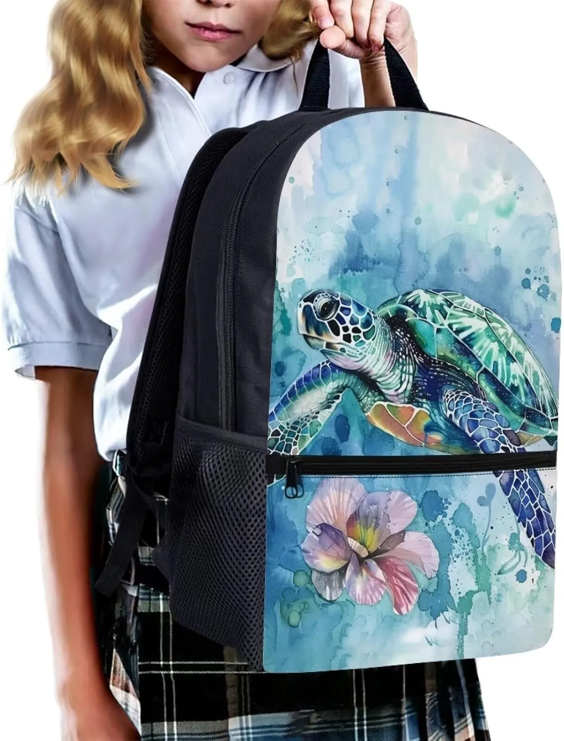 ZOUTAIRONG Sea Turtle Backpack for Girls Bookbag Age 6-8 Elementary School Bag for Boys Book bag Middle School Bag for 6TH Grade Kids School bags with Pocket 17inch Schoolbag